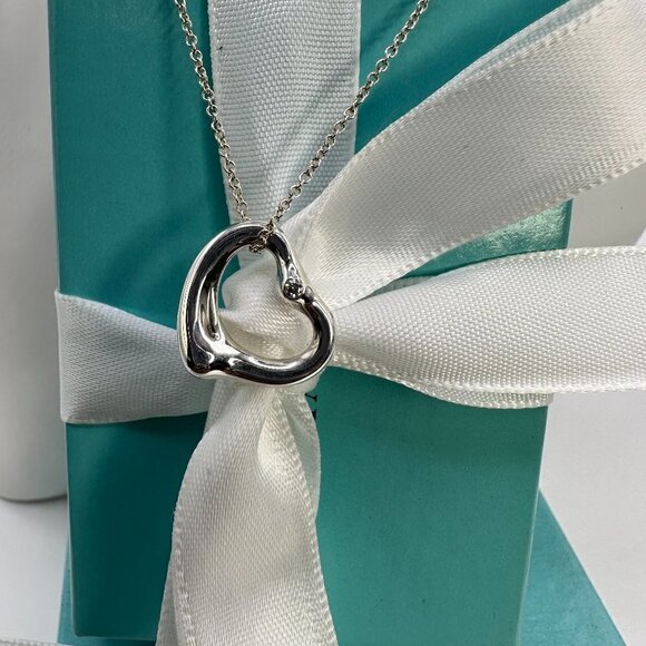 Tiffany & Co. Jewelry - 𝑨𝒖𝒕𝒉𝒆𝒏𝒕𝒊𝒄 𝑶𝒑𝒆𝒏 𝑯𝒆𝒂𝒓𝒕 𝑷𝒆𝒏𝒅𝒂𝒏𝒕 𝒘𝒊𝒕𝒉 𝒅𝒊𝒂𝒎𝒐𝒏𝒅